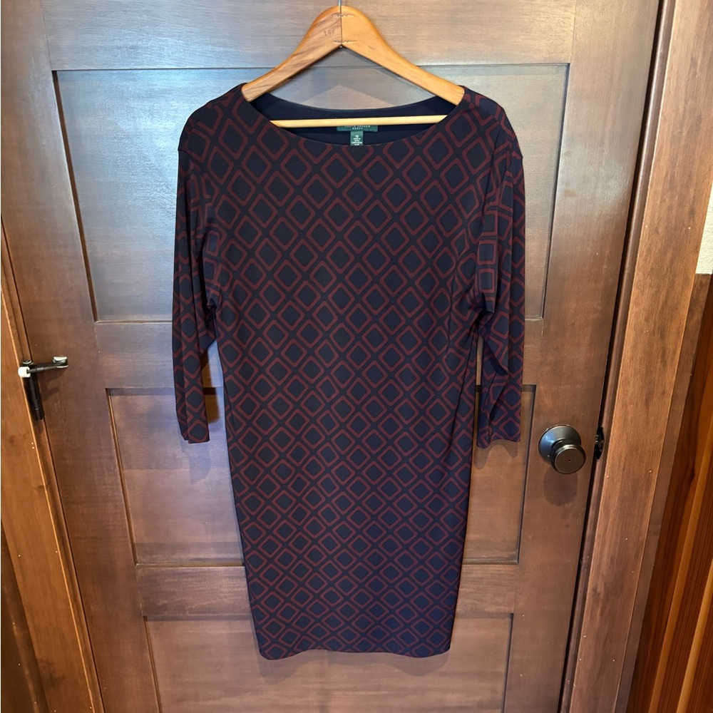 Ralph Lauren 3/4 Sleeve Dress in Navy and Red